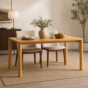 English Elm 70.28 Solid Rubberwood Rectangular Dining Table Seats 8 with Thick Round Legs Natural N762P488521N