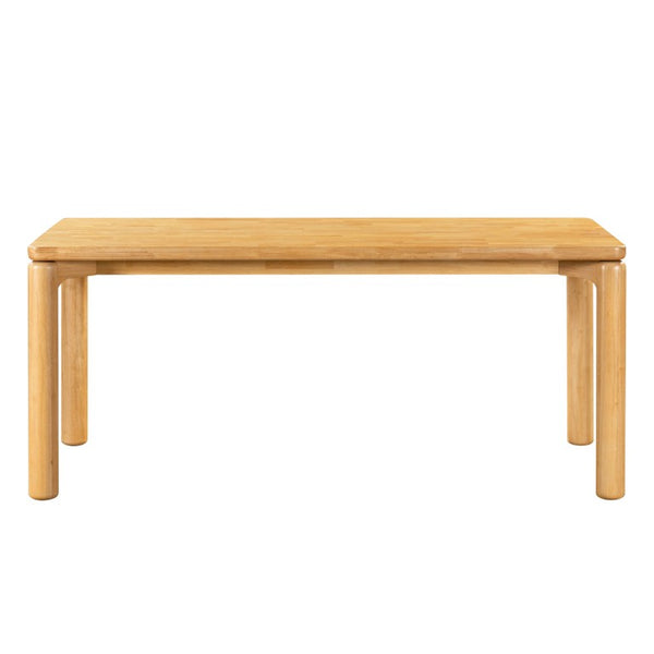 English Elm 70.28 Solid Rubberwood Rectangular Dining Table Seats 8 with Thick Round Legs Natural N762P488521N