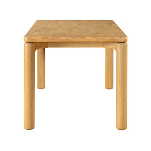 English Elm 70.28 Solid Rubberwood Rectangular Dining Table Seats 8 with Thick Round Legs Natural N762P488521N