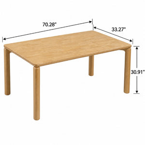 English Elm 7-Piece Solid Rubber Wood Farmhouse Dining Set with Wave Back Chairs and Cushioned Seats N762P488521N_N762P472741N3