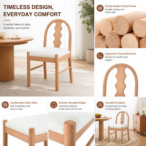 English Elm 7-Piece Solid Rubber Wood Farmhouse Dining Set with Wave Back Chairs and Cushioned Seats N762P488521N_N762P472741N3