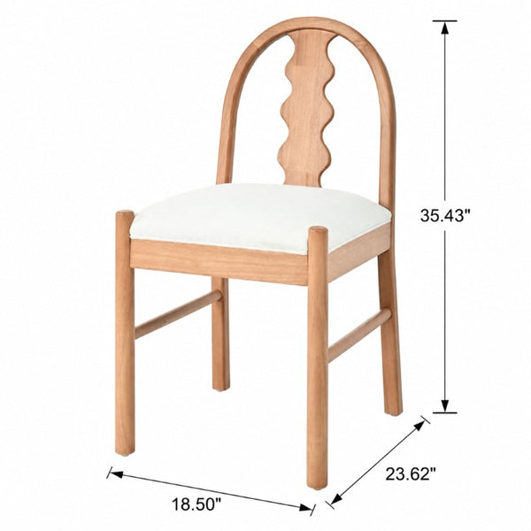 English Elm 7-Piece Solid Rubber Wood Farmhouse Dining Set with Wave Back Chairs and Cushioned Seats N762P488521N_N762P472741N3
