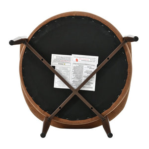 English Elm 2 Barrel Arm Dining Chairs PU Leather Upholstered with Gold Iron Base Vintage Style N762P492521G