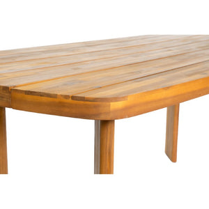 English Elm 71 Inch Outdoor Solid Acacia Wood Rectangular Dining Table Teak Finish Slatted Top Patio N762P506193D
