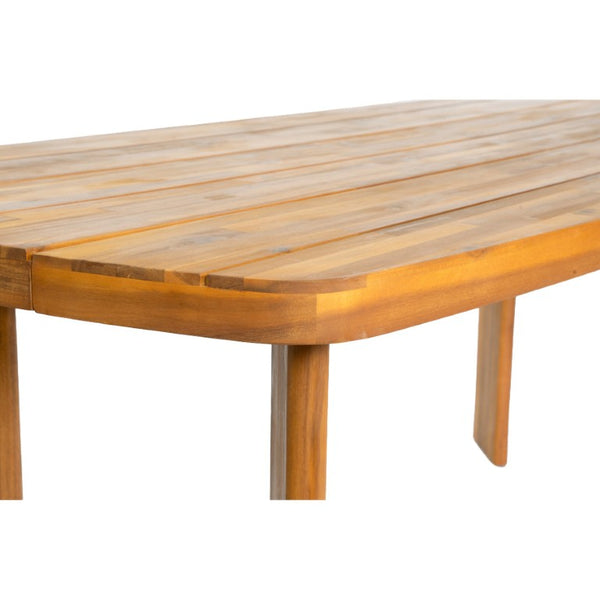 English Elm 71 Inch Outdoor Solid Acacia Wood Rectangular Dining Table Teak Finish Slatted Top Patio N762P506193D