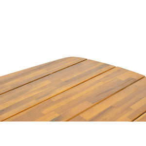 English Elm 71 Inch Outdoor Solid Acacia Wood Rectangular Dining Table Teak Finish Slatted Top Patio N762P506193D