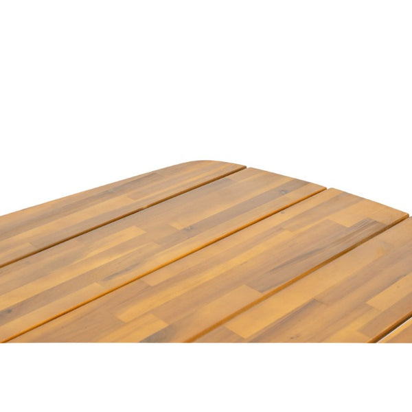 English Elm 71 Inch Outdoor Solid Acacia Wood Rectangular Dining Table Teak Finish Slatted Top Patio N762P506193D