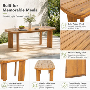 English Elm 71 Inch Outdoor Solid Acacia Wood Rectangular Dining Table Teak Finish Slatted Top Patio N762P506193D