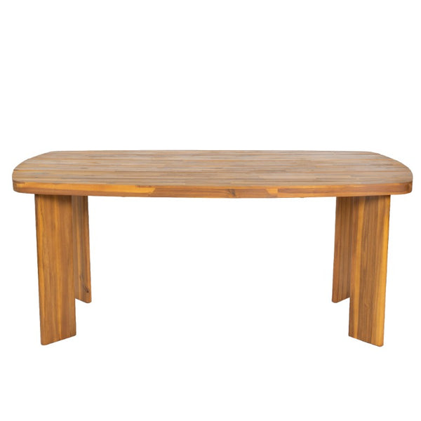 English Elm 71 Inch Outdoor Solid Acacia Wood Rectangular Dining Table Teak Finish Slatted Top Patio N762P506193D