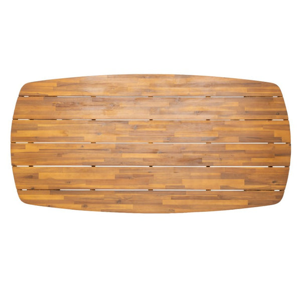 English Elm 71 Inch Outdoor Solid Acacia Wood Rectangular Dining Table Teak Finish Slatted Top Patio N762P506193D