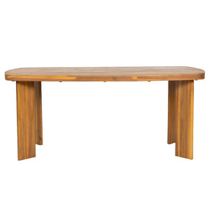English Elm 7‑Piece Acacia Wood Outdoor Dining Set Oval Teak Table Wicker Arm Chairs Patio N762P506193D_N762P403831T3