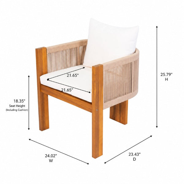 English Elm 7‑Piece Acacia Outdoor Dining Set Teak Oval Table Woven Rope Chairs Cushioned N762P506193D_N762P506194D3