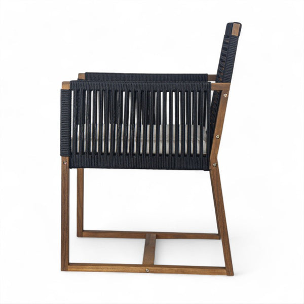 English Elm 7 Piece Solid Acacia Extendable Outdoor Dining Set with Handwoven Rope Chairs Teak Finish Teak - A N762S000001B