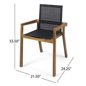 English Elm 7 Piece Acacia Wood Outdoor Dining Set with Extendable Table and Mesh Armchairs N762S000003D