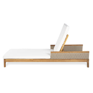 English Elm 76.8" Acacia Wood Outdoor Chaise Lounger Set Woven Rattan Armrests Poolside Patio Beige+Light Grey+Natural N762S000020AAA