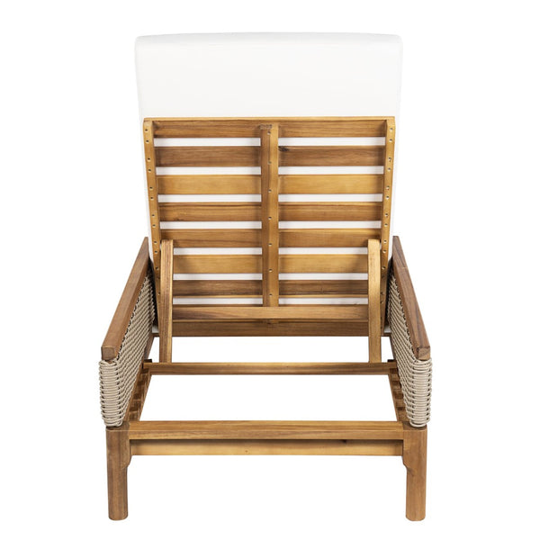 English Elm 76.8" Acacia Wood Outdoor Chaise Lounger Set Woven Rattan Armrests Poolside Patio Beige+Light Grey+Natural N762S000020AAA