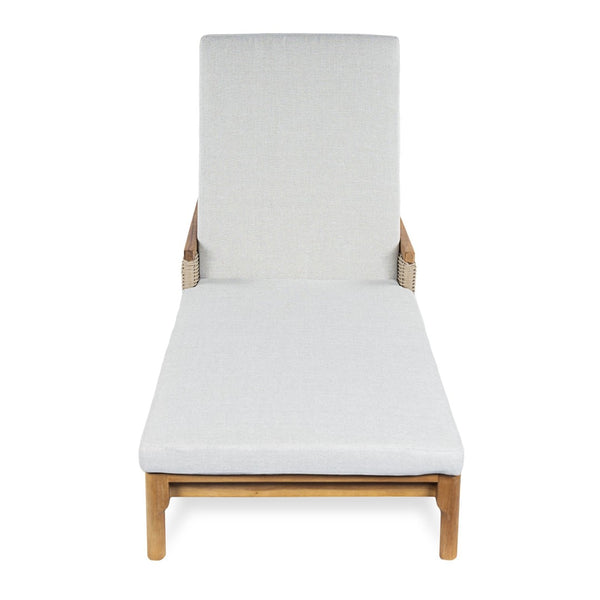 English Elm 76.8" Acacia Wood Outdoor Chaise Lounger Set Woven Rattan Armrests Poolside Patio Light Grey+Natural N762S000020AAE