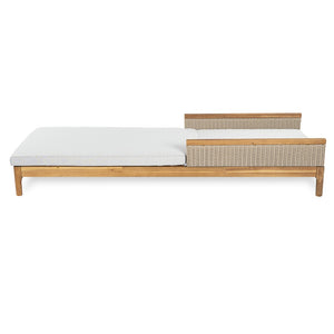 English Elm 76.8" Acacia Wood Outdoor Chaise Lounger Set Woven Rattan Armrests Poolside Patio Light Grey+Natural N762S000020AAE
