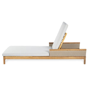 English Elm 76.8" Acacia Wood Outdoor Chaise Lounger Set Woven Rattan Armrests Poolside Patio Light Grey+Natural N762S000020AAE