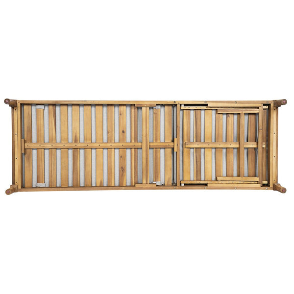 English Elm 76.8" Acacia Wood Outdoor Chaise Lounger Set Woven Rattan Armrests Poolside Patio Light Grey+Natural N762S000020AAE