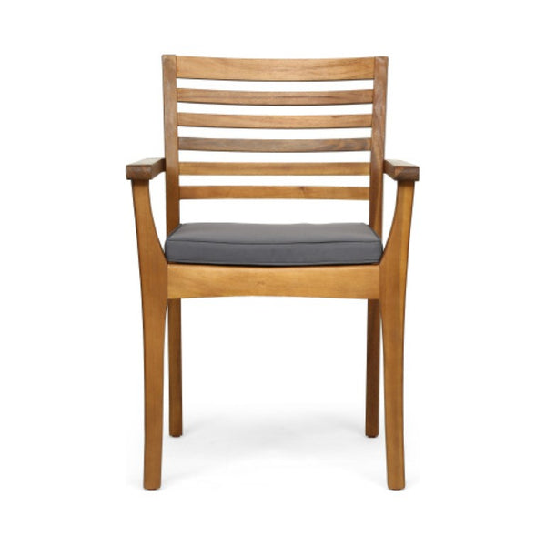 English Elm 7 Piece Solid Acacia Extendable Outdoor Dining Set with Handwoven Rope Chairs Teak Finish Teak - B N762S000039A