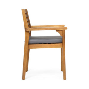 English Elm 7 Piece Solid Acacia Outdoor Dining Set Extendable Teak Table Six Cushioned Chairs N762S000039A