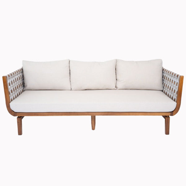 English Elm Acacia Wood Outdoor Conversation Set Resort Style Teak Frame Rope Weave 4 Piece N762S000050AAD