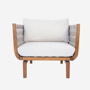 English Elm Acacia Wood Outdoor Conversation Set Resort Style Teak Frame Rope Weave 4 Piece N762S000050AAD