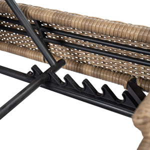 English Elm Adjustable Wicker Outdoor Chaise Lounge with Acacia Frame and Plush Cushion for Patio Brown+Beige Set of 2 N762S000055D