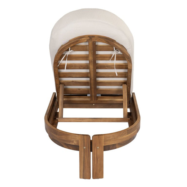 English Elm Outdoor Acacia Wood Dining Chairs Slatted Backrest Teak Finish Resort Style Patio Set Chaise Lounge Set of 2 Teak + Beige N762S000056A