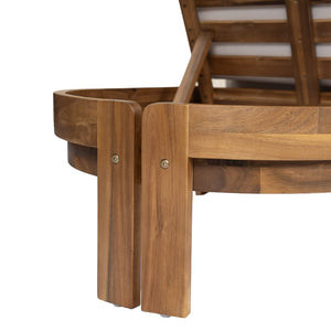English Elm Outdoor Acacia Wood Dining Chairs Slatted Backrest Teak Finish Resort Style Patio Set Chaise Lounge Set of 2 Teak + Beige N762S000056A