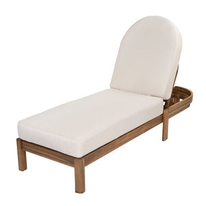 English Elm Outdoor Acacia Wood Dining Chairs Slatted Backrest Teak Finish Resort Style Patio Set Chaise Lounge Set of 2 Teak + Beige N762S000056A