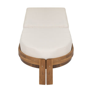 English Elm Outdoor Acacia Wood Dining Chairs Slatted Backrest Teak Finish Resort Style Patio Set Chaise Lounge Set of 2 Teak + Beige N762S000056A
