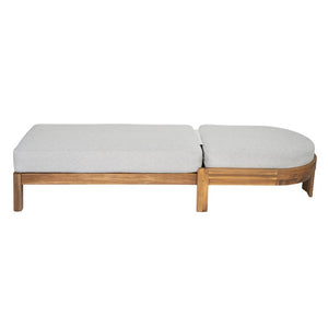 English Elm Patio Acacia Wood Reclining Lounger Set Teak Finish Slatted Frame Cushioned Poolside N762S000056E