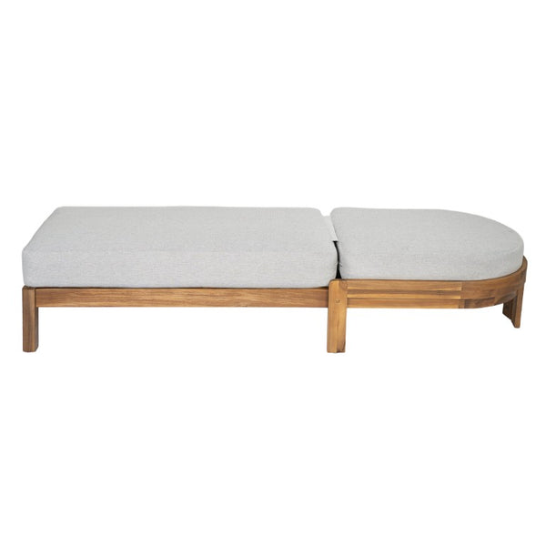 English Elm Patio Acacia Wood Reclining Lounger Set Teak Finish Slatted Frame Cushioned Poolside N762S000056E