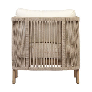 English Elm 5 Piece Acacia Wood Outdoor Dining Set with Woven Rope Chairs and Cushions for Patio Beige, Cream, Light Teak N762S000059L