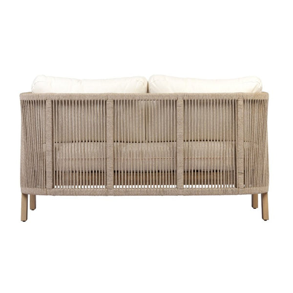 English Elm 5 Piece Acacia Wood Outdoor Dining Set with Woven Rope Chairs and Cushions for Patio Beige, Cream, Light Teak N762S000059L