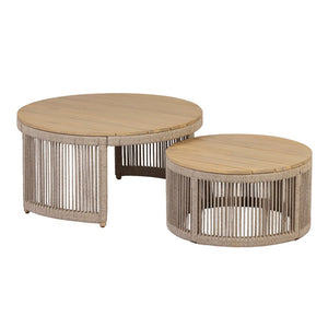 English Elm 5 Piece Acacia Wood Outdoor Dining Set with Woven Rope Chairs and Cushions for Patio Beige, Cream, Light Teak N762S000059L