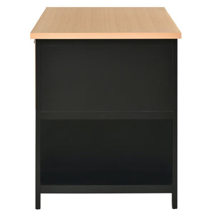 English Elm 58 Inch Freestanding Kitchen Island with Wood Grain Countertop Drawers and Cabinet Storage N762S100006AAB