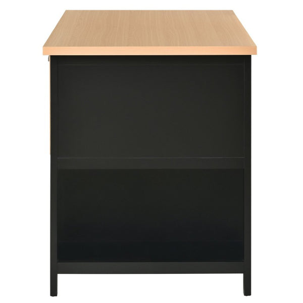 English Elm 58 Inch Freestanding Kitchen Island with Wood Grain Countertop Drawers and Cabinet Storage N762S100006AAB