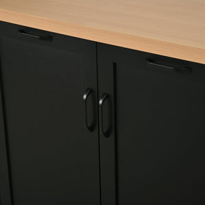 English Elm 58 Inch Freestanding Kitchen Island with Wood Grain Countertop Drawers and Cabinet Storage N762S100006AAB
