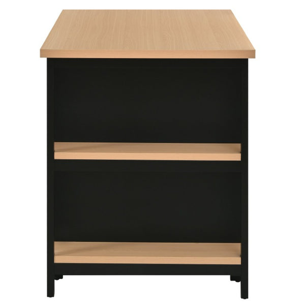 English Elm 58 Inch Freestanding Kitchen Island with Wood Grain Countertop Drawers and Cabinet Storage N762S100006AAB