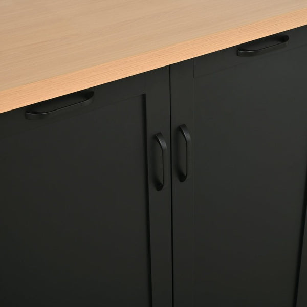 English Elm 58 Inch Freestanding Kitchen Island with Wood Grain Countertop Drawers and Cabinet Storage N762S100006AAB