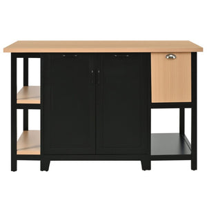English Elm 58 Inch Freestanding Kitchen Island with Wood Grain Countertop Drawers and Cabinet Storage N762S100006AAB