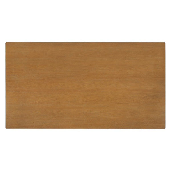 English Elm 52 Inch Rolling Kitchen Island with Rubberwood Top Six Drawers and Open Shelving N762S100008C