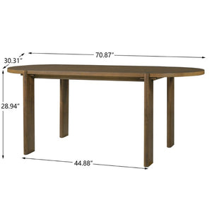 English Elm 7 Piece Oval Walnut Rubberwood Dining Set Seats Six with Beige Upholstered Armchairs N762S100009AAE
