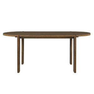 English Elm 7 Piece Oval Walnut Rubberwood Dining Set Seats Six with Beige Upholstered Armchairs N762S100009AAE