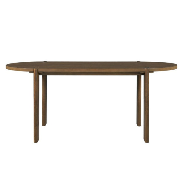 English Elm 7 Piece Oval Walnut Rubberwood Dining Set Seats Six with Beige Upholstered Armchairs N762S100009AAE