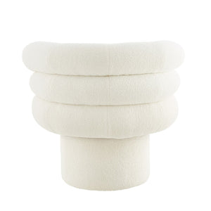 English Elm 360°swivel Barrel Accent Chair Teddy Fleece Plush Cocoon Seat for Bedroom or Living Room White N763P331761K