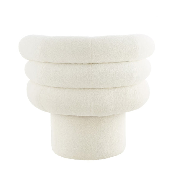 English Elm 360°swivel Barrel Accent Chair Teddy Fleece Plush Cocoon Seat for Bedroom or Living Room White N763P331761K